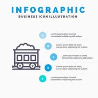 Pollution Train Transport Line icon with 5 steps presentation infographics Background vector