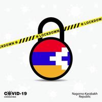 república de nagorno karabaj bloquear bloquear plantilla de conciencia de pandemia de coronavirus covid19 diseño de bloqueo vector