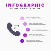 Answer Call Contact us Solid Icon Infographics 5 Steps Presentation Background vector