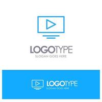 reproducción de video youtube contorno azul logotipo lugar para eslogan vector