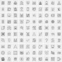 conjunto de 100 iconos de línea de negocios creativos vector