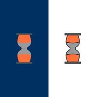 Hourglass Business Clock Sand clock Time Timer  Icons Flat and Line Filled Icon Set Vector Blue Background
