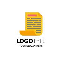 File Design Document Business Logo Template Flat Color vector