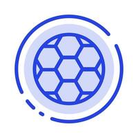 pelota fútbol deporte azul línea punteada icono de línea vector