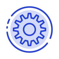 Cog Gear Setting Blue Dotted Line Line Icon vector