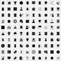 Set of 100 Universal Solid Icons vector