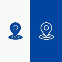 Browse Map Navigation Location Line and Glyph Solid icon Blue banner vector