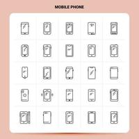 OutLine 25 Mobile Phone Icon set Vector Line Style Design Black Icons Set Linear pictogram pack Web and Mobile Business ideas design Vector Illustration