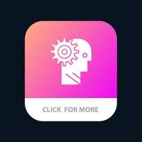 Solution Brain Gear Man Mechanism Personal Working Mobile App Button Android and IOS Glyph Version vector