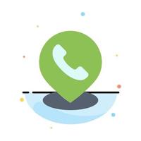 Telephone Phone Map Location Abstract Flat Color Icon Template vector