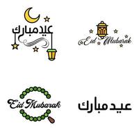 Las 4 mejores frases de eid mubarak que dicen texto de cita o letras fuentes decorativas escritura vectorial y tipografía manuscrita en cursiva para diseños folletos pancartas volantes y camisetas vector