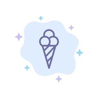 Beach Ice Cream Cone Blue Icon on Abstract Cloud Background vector