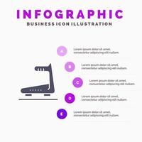 máquina pista de atletismo cinta de correr icono sólido infografía 5 pasos presentación antecedentes vector