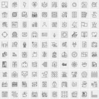 conjunto de 100 iconos de línea de negocios creativos vector