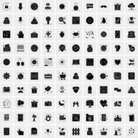 Set of 100 Universal Solid Icons vector