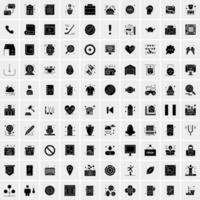 Set of 100 Universal Solid Icons vector