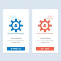 Gear Setting Lock Support  Blue and Red Download and Buy Now web Widget Card Template vector