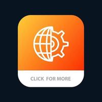 Gear Globe Setting Business Mobile App Button Android and IOS Line Version vector