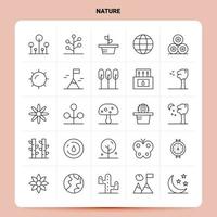 OutLine 25 Nature Icon set Vector Line Style Design Black Icons Set Linear pictogram pack Web and Mobile Business ideas design Vector Illustration