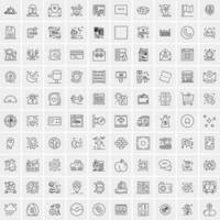 conjunto de 100 iconos de línea de negocios creativos vector