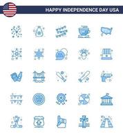 25 iconos creativos de ee.uu. signos de independencia modernos y símbolos del 4 de julio de los estados de ee.uu. empavesados mapa taza elementos de diseño de vector de día de ee.uu. editables