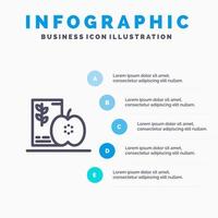 desayuno dieta comida frutas línea saludable icono con 5 pasos presentación infografía fondo vector