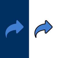 Arrow Direction Right Forward  Icons Flat and Line Filled Icon Set Vector Blue Background