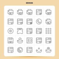 OutLine 25 Devices Icon set Vector Line Style Design Black Icons Set Linear pictogram pack Web and Mobile Business ideas design Vector Illustration