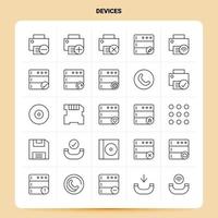 esquema 25 dispositivos conjunto de iconos diseño de estilo de línea vectorial conjunto de iconos negros paquete de pictogramas lineales web y diseño de ideas de negocios móviles ilustración vectorial vector