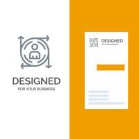 User Predication Arrow Path Grey Logo Design and Business Card Template vector