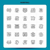 OutLine 25 Basketball Icon set Vector Line Style Design Black Icons Set Linear pictogram pack Web and Mobile Business ideas design Vector Illustration