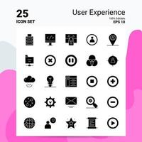 25 conjunto de iconos de experiencia de usuario 100 archivos editables eps 10 ideas de concepto de logotipo de empresa diseño de icono de glifo sólido vector