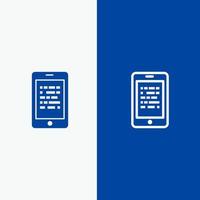 Mobile Read Data Secure E learning Line and Glyph Solid icon Blue banner Line and Glyph Solid icon Blue banner vector