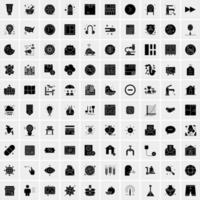 Set of 100 Universal Solid Icons vector