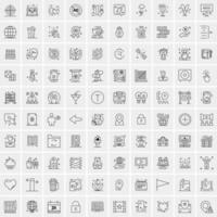 conjunto de 100 iconos de línea de negocios creativos vector