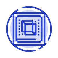 Chip Computer Cpu Hardware Processor Blue Dotted Line Line Icon vector