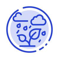 Green Trees Cloud Leaf Blue Dotted Line Line Icon vector