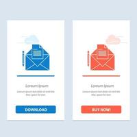 Mail Message Fax Letter  Blue and Red Download and Buy Now web Widget Card Template vector