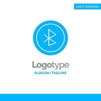 Bluetooth Ui User Interface Blue Solid Logo Template Place for Tagline vector