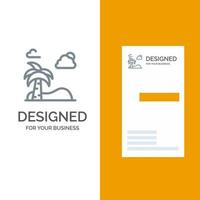 Beach Palm Tree Spring Grey Logo Design and Business Card Template vector