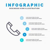 Call Phone Telephone Line icon with 5 steps presentation infographics Background vector