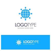 conexiones de negocios logotipo sólido azul moderno global con lugar para el eslogan vector