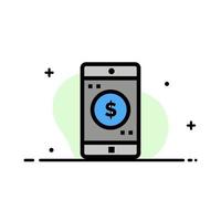 Application Mobile Mobile Application Dollar  Business Flat Line Filled Icon Vector Banner Template