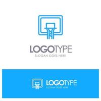 Backboard Basket Basketball Board Blue outLine Logo with place for tagline vector