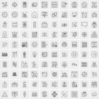 conjunto de 100 iconos de línea de negocios creativos vector