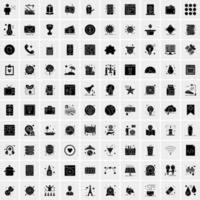 Set of 100 Universal Solid Icons vector