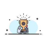 Achievement award cup prize trophy Flat Color Icon Vector