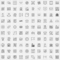 conjunto de 100 iconos de línea de negocios creativos vector