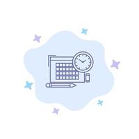 Time File Pen Focus Blue Icon on Abstract Cloud Background vector