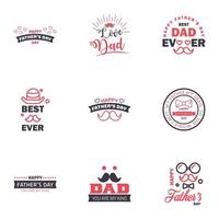 happy fathers day 9 Black and Pink text design Vector calligraphy Typography poster Usable as background Editable Vector Design Elements